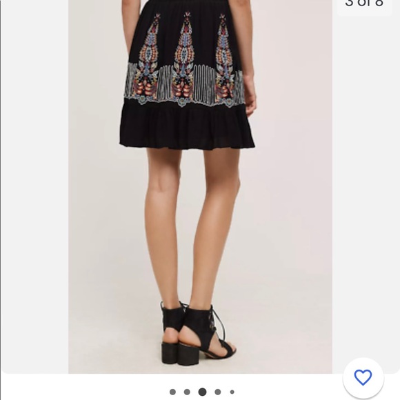 Floreat anthropology Black Embroidered Mini Skirt Extra small - Picture 2 of 10